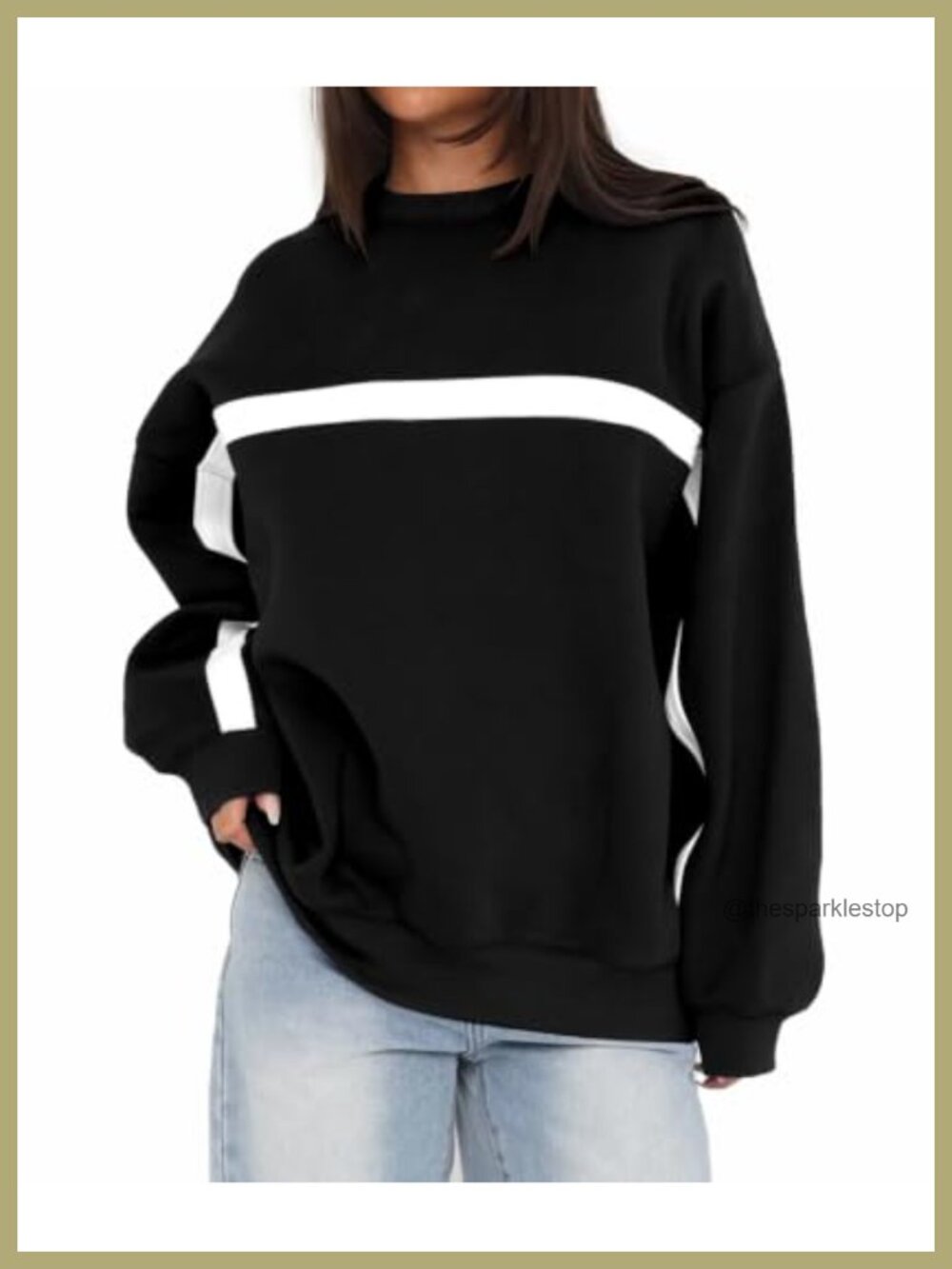 LEEDYA Women's Oversized Cotton Blend Crewneck Sweatshirt Long Sleeve Pullover